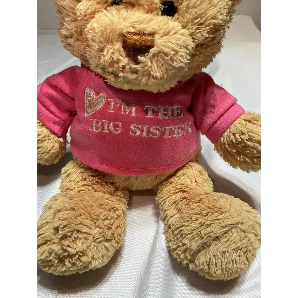 GUND Brown Bear I’m The Big Sister Teddy Bear Pink Shirt Stuffed Animal Toy_3
